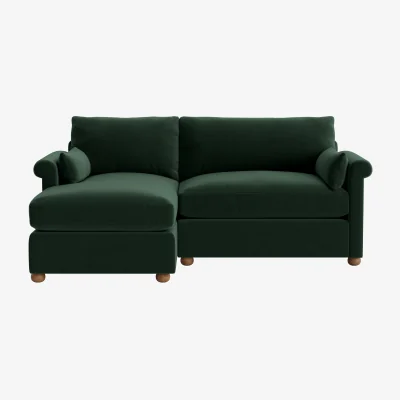 Loaf Queenie Chaise Sofa, Large Left Hand (Christmas Tree Clever Velvet)