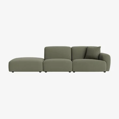 Loaf Squishblocks Modular Chaise Longue, Med Lh (Sage Sprig Clever Slubby Cotton)