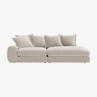 Loaf Wodge Modular Chaise Longue, Med Rh (Warm Dough Clever Velvet)
