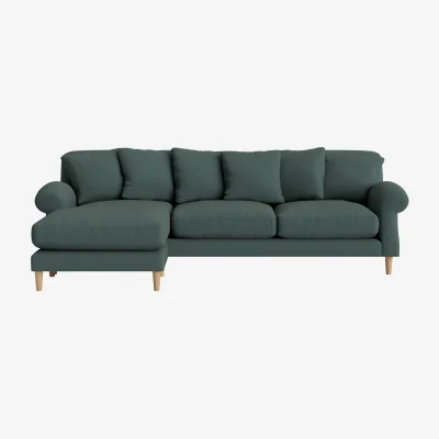 Loaf Crumpet Chaise Sofa, Extra Large Left Hand (Scattered Showers Clever Slubby Linen)