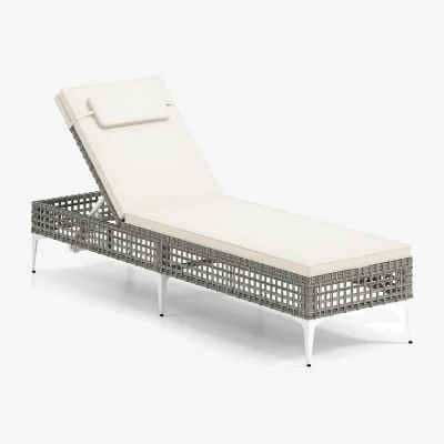 The Range 6-Step Rattan Outdoor Sunbed - White