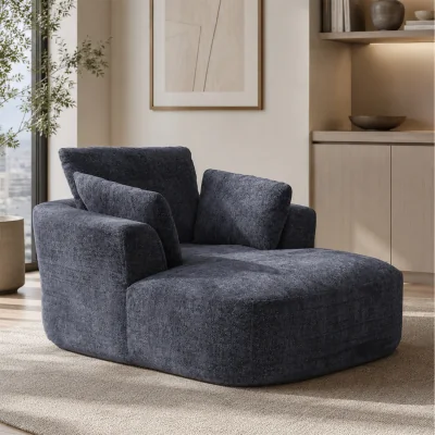 The Range MIMO Indoor Chaise Lounge Lasy Sofa with 30D Foam, Chenille Upholstery - Grey