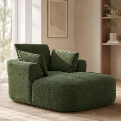 The Range MIMO Indoor Chaise Lounge Lasy Sofa with 30D Foam, Chenille Upholstery - Green
