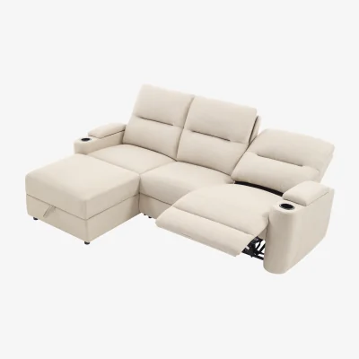The Range Avery 3 Seater Electric Recliner Chaise Lounge Fabric Sofa - Beige