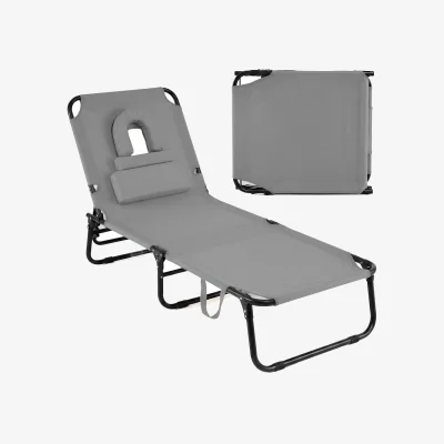 The Range Adjustable Beach Sun Tanning Lounger - Grey