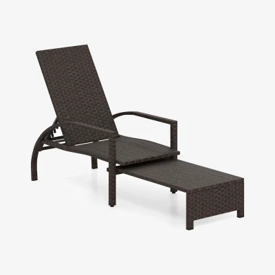 The Range Wicker Reclining Patio Chaise Lounge - Brown
