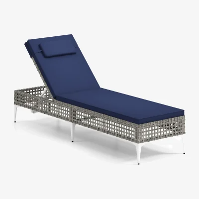 The Range 6-Position Rattan Patio Chaise - Blue