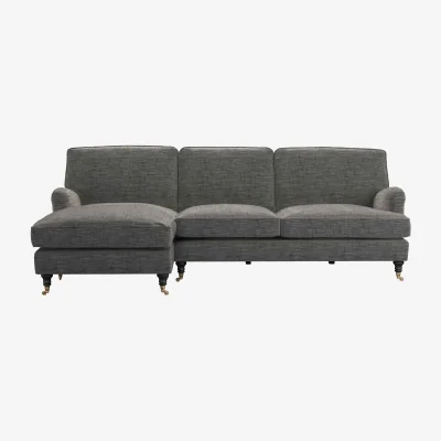 Sofa.com Bluebell Large LHF Chaise Sofa in Liquorice Baylee Multi-Tone Viscose Linen