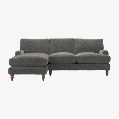 Sofa.com Isla Medium LHF Chaise Sofa in Liquorice Baylee Multi-Tone Viscose Linen