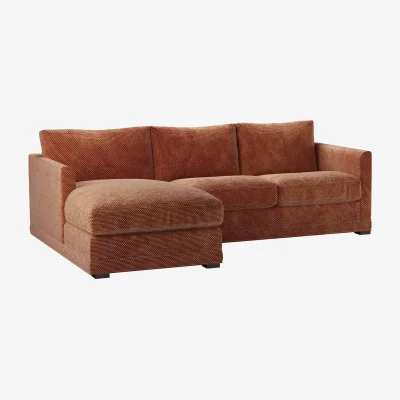 Sofa.com Aissa Small LHF Chaise Sofa in Pomegranate Bubble Velvet