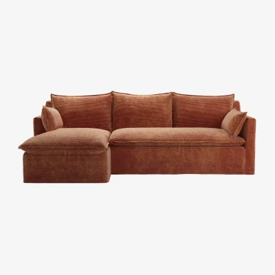 Sofa.com Anders LHF Chaise Sofa in Pomegranate Bubble Velvet