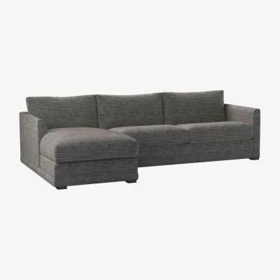 Sofa.com Aissa Large LHF Chaise Sofa in Liquorice Baylee Multi-Tone Viscose Linen