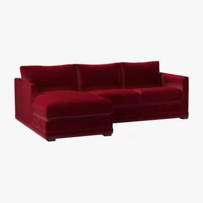 Sofa.com Aissa Small LHF Chaise Sofa in Malbec Cotton Matt Velvet
