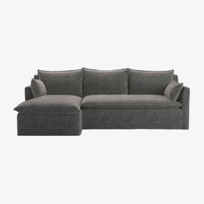 Sofa.com Anders LHF Chaise Sofa in Liquorice Baylee Multi-Tone Viscose Linen