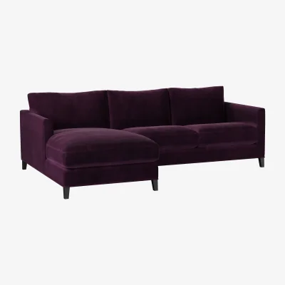 Sofa.com Izzy Small LHF Chaise Sofa in Damson Smart Velvet