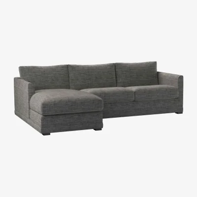 Sofa.com Aissa Medium LHF Chaise Storage Sofa in Liquorice Baylee Multi-Tone Viscose Linen