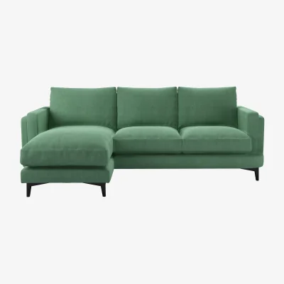 Sofa.com Boston Squared Arm LHF Chaise Sofa in Celadon Easy Cotton