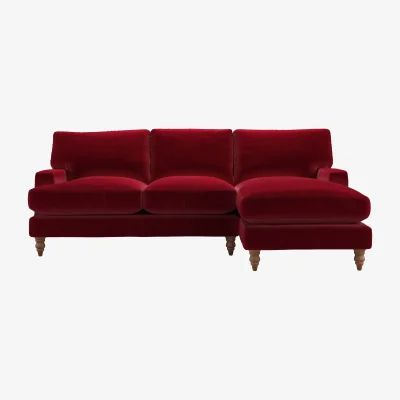 Sofa.com Isla Medium RHF Chaise Sofa in Malbec Cotton Matt Velvet