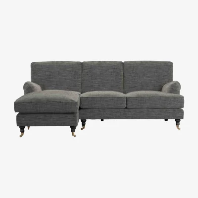 Sofa.com Bluebell LHF Chaise Sofa in Liquorice Baylee Multi-Tone Viscose Linen