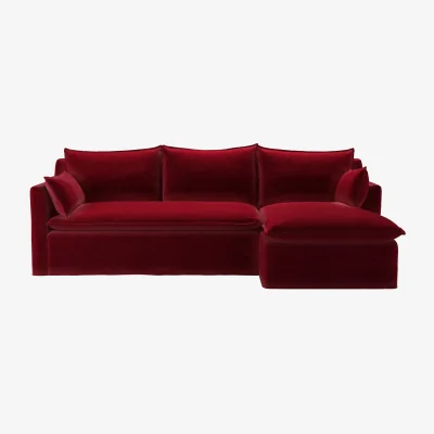 Sofa.com Anders RHF Chaise Sofa in Malbec Cotton Matt Velvet