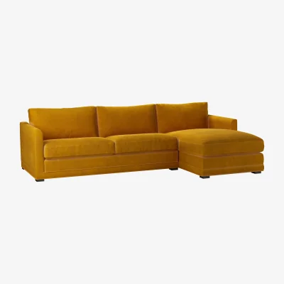 Sofa.com Aissa Large RHF Chaise Sofa in Amber Smart Velvet - sofa.com