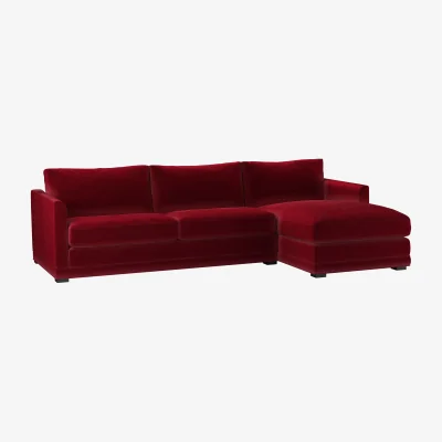 Sofa.com Aissa Large RHF Chaise Sofa in Malbec Cotton Matt Velvet