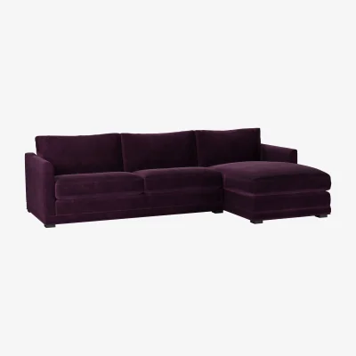 Sofa.com Aissa Large RHF Chaise Sofa in Damson Smart Velvet