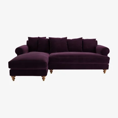 Sofa.com Teddy LHF Chaise Sofa in Damson Smart Velvet