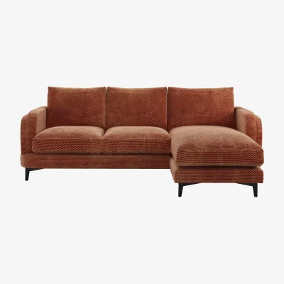Sofa.com Boston Curved Arm RHF Chaise Sofa in Pomegranate Bubble Velvet