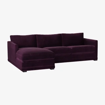 Sofa.com Aissa Medium LHF Chaise Sofa in Damson Smart Velvet