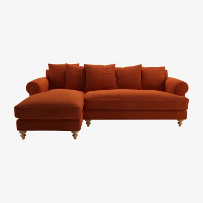 Sofa.com Teddy LHF Chaise Sofa in Brick Aquaclean Clever Velvet