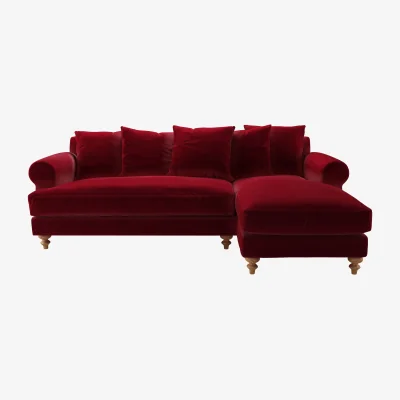 Sofa.com Teddy RHF Chaise Sofa in Malbec Cotton Matt Velvet