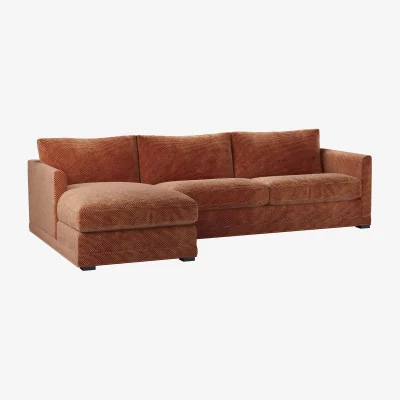 Sofa.com Aissa Large LHF Chaise Storage Sofa in Pomegranate Bubble Velvet