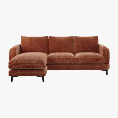 Sofa.com Boston Curved Arm LHF Chaise Sofa in Pomegranate Bubble Velvet