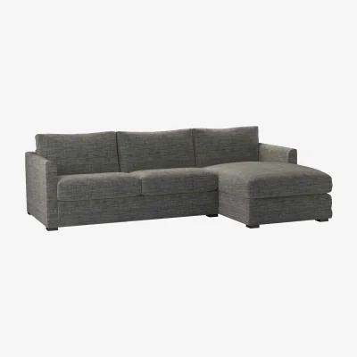 Sofa.com Aissa Medium RHF Chaise Storage Sofa in Liquorice Baylee Multi-Tone Viscose Linen