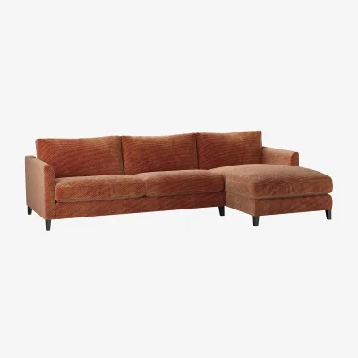 Sofa.com Izzy Large RHF Chaise Sofa in Pomegranate Bubble Velvet