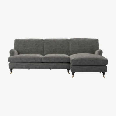 Sofa.com Bluebell Large RHF Chaise Sofa in Liquorice Baylee Multi-Tone Viscose Linen