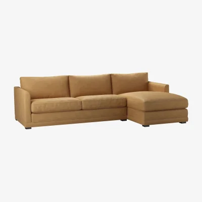 Sofa.com Aissa Large RHF Chaise Sofa in Turmeric Powdered Leather - sofa.com
