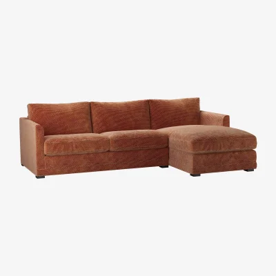 Sofa.com Aissa Medium RHF Chaise Sofa in Pomegranate Bubble Velvet