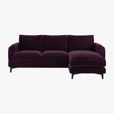 Sofa.com Boston Curved Arm RHF Chaise Sofa in Damson Smart Velvet