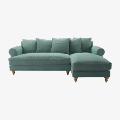 Sofa.com Teddy RHF Chaise Sofa in Sea Spray Aquaclean Clever Chenille