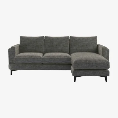 Sofa.com Boston Squared Arm RHF Chaise Sofa in Liquorice Baylee Multi-Tone Viscose Linen