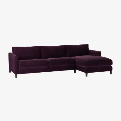 Sofa.com Izzy Large RHF Chaise Sofa in Damson Smart Velvet