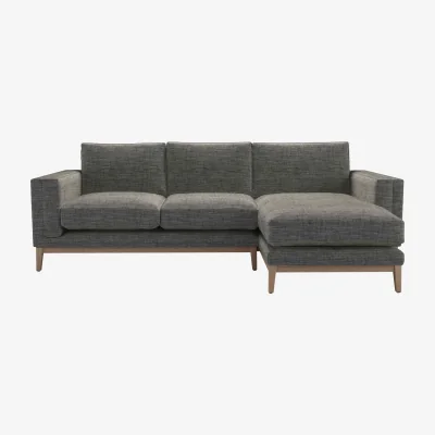 Sofa.com Costello  RHF Chaise Sofa in Liquorice Baylee Multi-Tone Viscose Linen