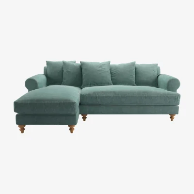 Sofa.com Teddy LHF Chaise Sofa in Sea Spray Aquaclean Clever Chenille