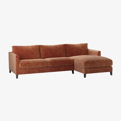 Sofa.com Izzy Medium RHF Chaise Sofa in Pomegranate Bubble Velvet