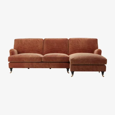 Sofa.com Bluebell Large RHF Chaise Sofa in Pomegranate Bubble Velvet