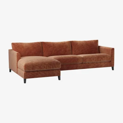 Sofa.com Izzy Large LHF Chaise Sofa in Pomegranate Bubble Velvet