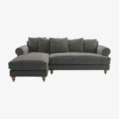 Sofa.com Teddy LHF Chaise Sofa in Liquorice Baylee Multi-Tone Viscose Linen