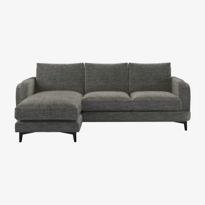 Sofa.com Boston Curved Arm LHF Chaise Sofa in Liquorice Baylee Multi-Tone Viscose Linen